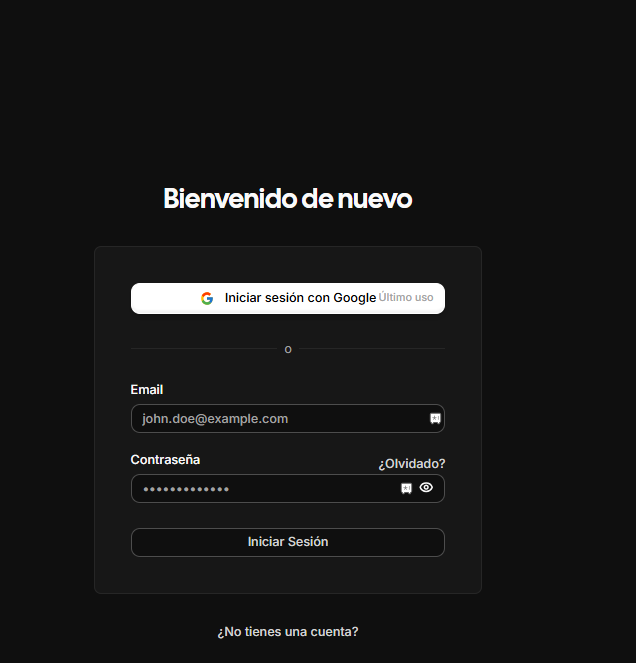 Pantalla inicial con bot&oacute;n para iniciar sesi&oacute;n con Google.