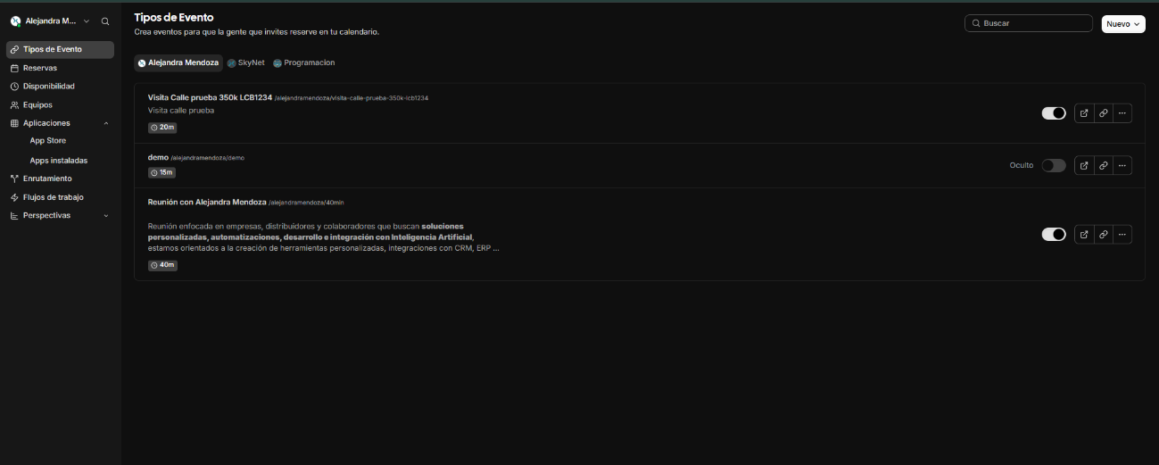 Pantalla principal de la plataforma.