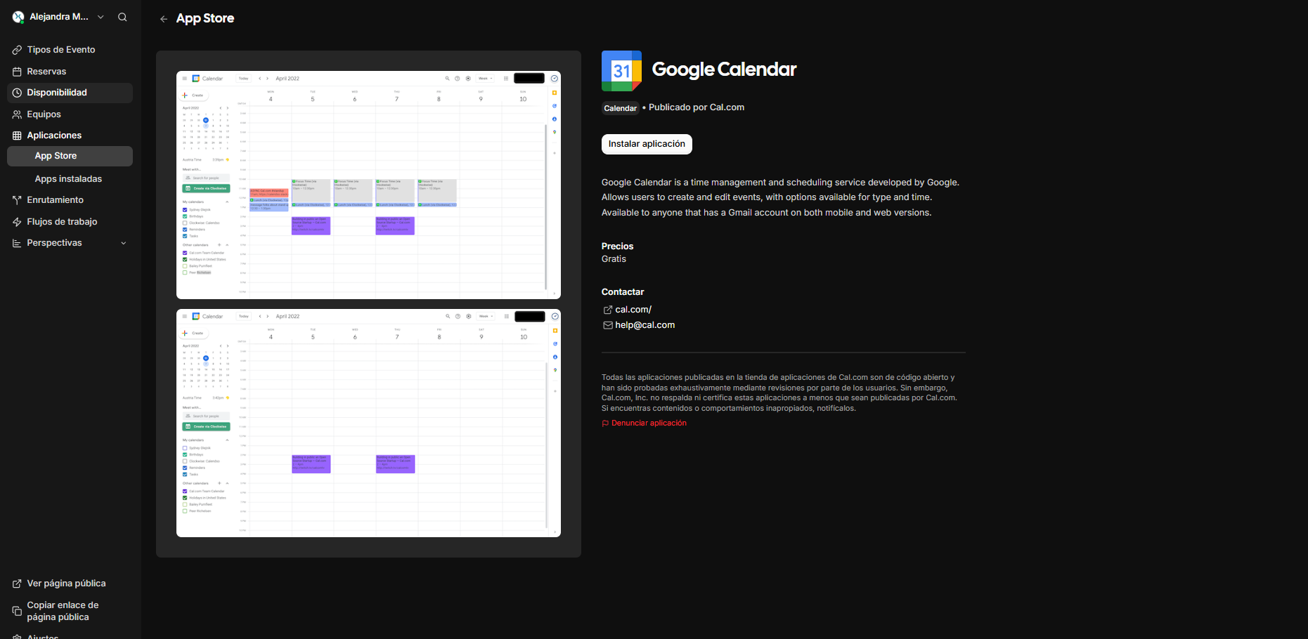 Instalar Google Calendar.