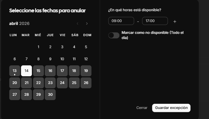 Calendario de anulaci&oacute;n.